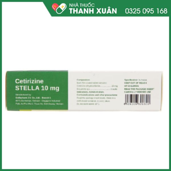 Cetirizine Stella 10mg giảm triệu chứng viêm mũi dị ứng